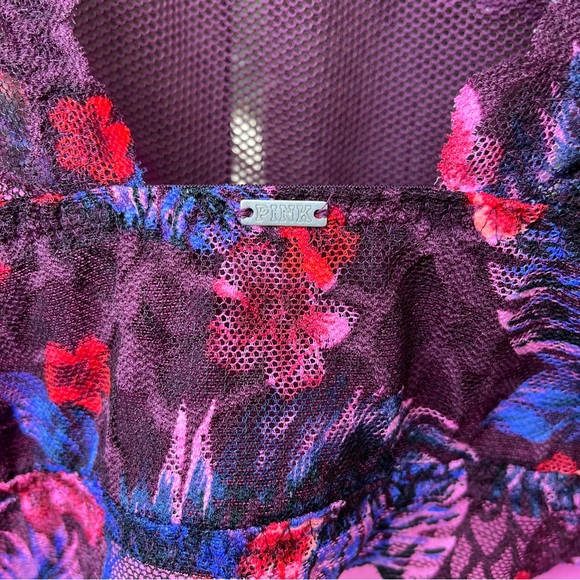 Victoria’s Secret Pink Floral Lace High Neck Push Up Bralette Sz M-DD - Picture 7 of 11